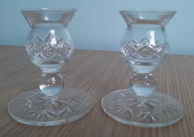 Buy Circular Cut Glass Crystal Candle Holders Sticks • 8£