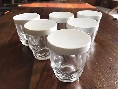 Buy Six French Glass Tumblers With Plastic Lids • 3.99£