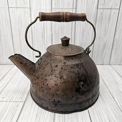 Buy Vtg Revere Copper Kettle Tea Pot 1801 Revere Ware Wood Handle Rome NY Primitive  • 18.64£