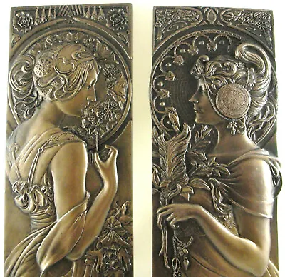 Buy Alphonse Mucha Wall Plaques Bronzed Art Nouveau Autumn Leaves & Cherry Blossom  • 39.99£