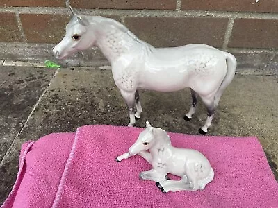 Buy Beswick Horse Grey Bahram And Laying Down Foal. A/F • 10£