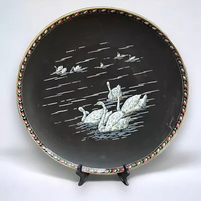 Buy Antique Mintons Pottery Charger Plate Victorian Hand Painted 11 Swans • 155£