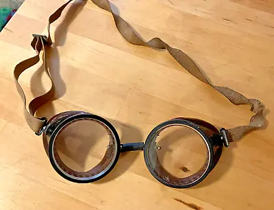 Buy Vintage 30s/40s Safety Goggles/Glasses Bakelite Metal Steampunk Motorcycle Retro • 37.28£