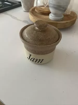 Buy John Hermansen Beige Stoneware Jam Pot With Lid. • 6.99£