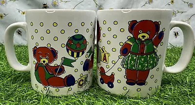 Buy Pair Of Vintage Teddy Bear Mugs Kiln Craft Staffordshire Potteries England Rare • 24.99£