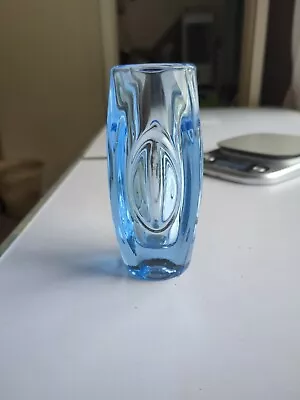 Buy Vintage Sklo Union Glass Lens Vase Blue C1950's  • 14.21£