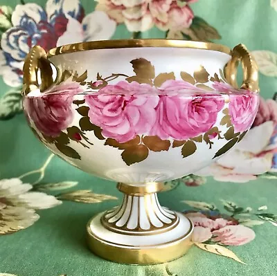 Buy CAULDON Footed Pedestal Bowl Pot Pourri Urn Vase S. Pope Pink Swansea Roses Gold • 145£
