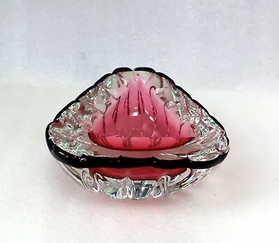 Buy Murano  Venetian  Oball  Pink  And  Black  Art  Glass  Bowl  Vase • 55£