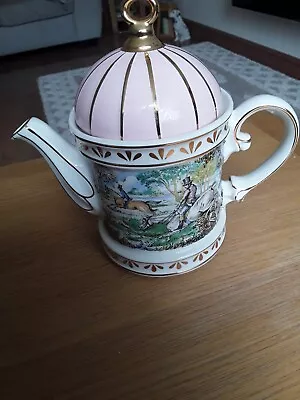 Buy Sadler Teapot Hunting Sporting Scenes 18th Century Pink Vintage Gold Gilding  • 16.99£