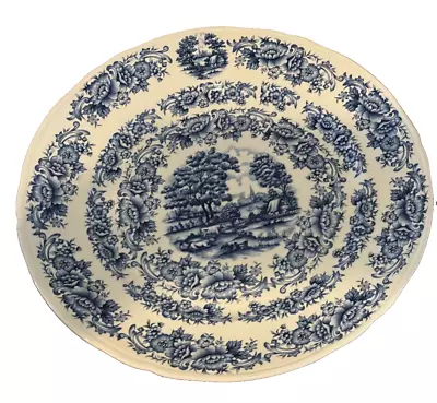Buy Myott Meakin Staffordshire England Serving Plate Platter Blue White Round 13  • 39.60£