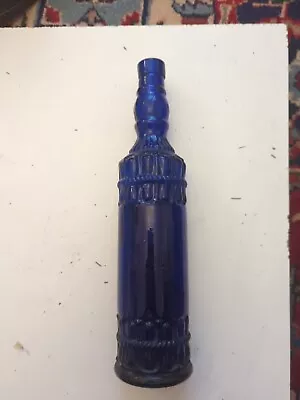 Buy Cobalt Blue Decorative Bottle Loop Rope Design Recycled Glass Spain Vtg • 6£