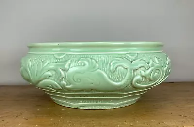 Buy Vintage Burleigh Ware Green Dolphin Relief Bowl, 1940's 1950's, Burgess & Leigh • 12.95£