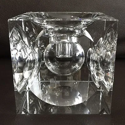 Buy Superb French Daum Art Glass Crystal Cube Tealight /Candle Holder (5”/13cm, 2kg) • 250£