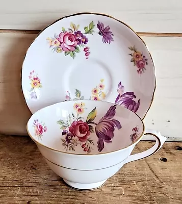 Buy Tuscan Fine English Bone China MONTROSE Floral Vintage Teacup Saucer England • 15.83£