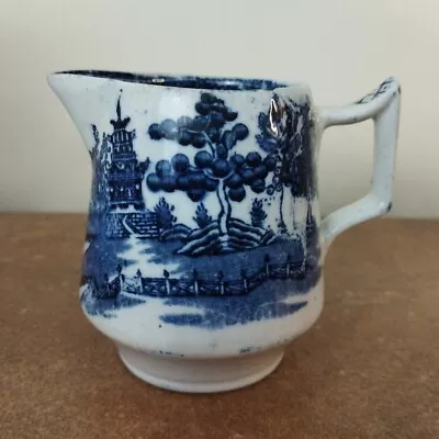 Buy Antique C.1900, Staffordshire Blue, Old Willow Pattern, Milk Jug Or Creamer • 6.95£