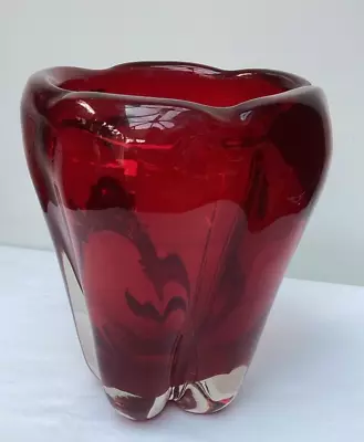 Buy Whitefriars No 9411 Large Art Glass Molar Vase Ruby Red (18cm Tall) • 35£