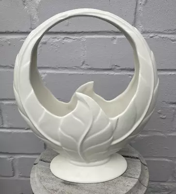 Buy Beswick Art Deco White Basket Flower Vase Model 819 ~ Florists Mantle Vase • 24.99£
