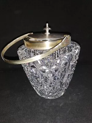 Buy Vintage Star Cut Spiral Arms Lead Crystal Cut Glass Biscuit Barrel.7  High W/lid • 24£