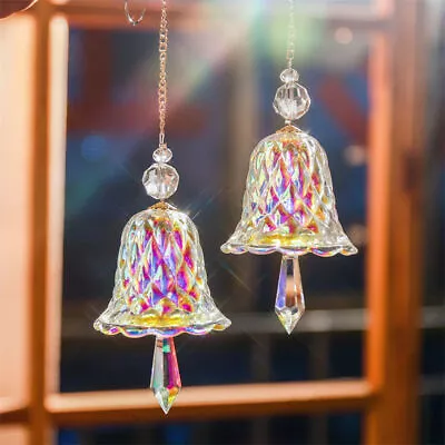 Buy Wind Chimes Pendant Bell Glass Rainbow Crystal Window Ornaments Christmas • 14.46£