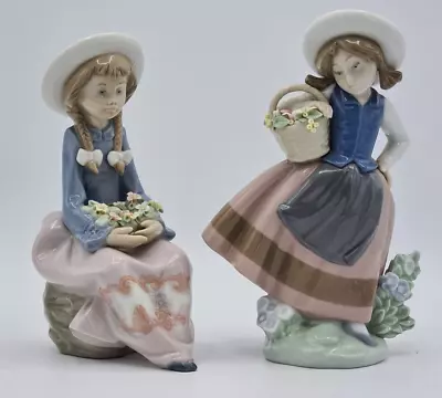 Buy 2x Vintage Lladro Daisa Porcelain Figurines 5221 Sweet Scent; 5554 Pretty & Prim • 24.95£