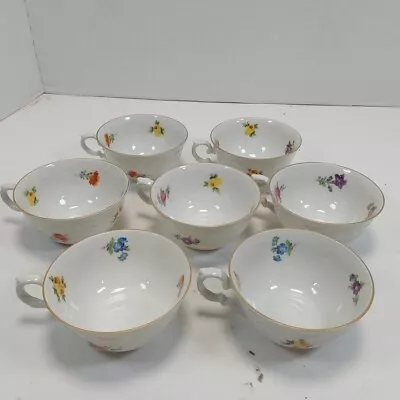 Buy Vtg Schumann Bavaria Germany US Zone Flowers Bone China Teacups Set 0f  7 • 37.34£