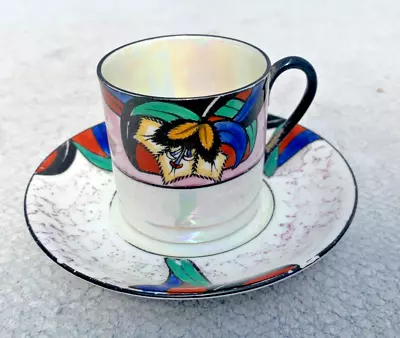 Buy Vintage Art Deco Lustre Design Victoria China Coffee Can & Saucer • 5£