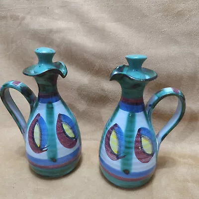 Buy A Pair Tintagel Pottery Cornwall Jug Pitcher With Insert Lid Gorgeous Set Of 2 • 24.03£