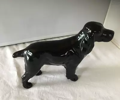 Buy Vintage Beswick Black Gloss Spaniel Dog Figurine 6 H X 8 L. Inch Gold Backstamp • 27.50£