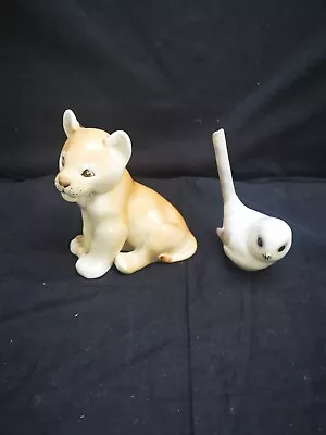 Buy Vintage Pair Of Russian Lomonosov Porcelain Figures, Lion Cub And Bird, V. G.c.  • 14.99£