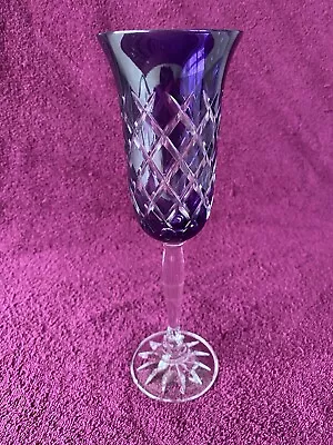 Buy Vintage Cut-to-clear Amethyst Champagne Flute Bohemian Style Used. • 12£