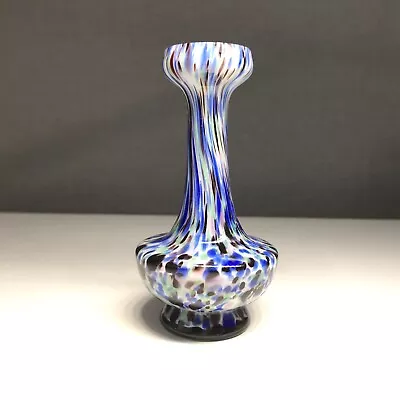 Buy Franz Welz Bohemian Colourful Blue Cased Glass Spatter / Splatter Mottled  Vase • 14.99£