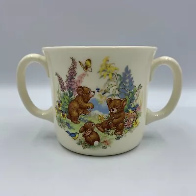 Buy Vintage Royal Kent Childs 2 Handled Mug - Bears, Rabbit, Bird, Butterfly Flowers • 7.99£