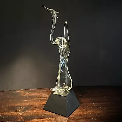 Buy Hand Blown Clear Glass Sculpture Heron THOM LILLIE Studio Flamework 16” Bird Art • 79.36£