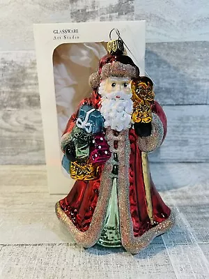 Buy Glassware Art Studio Christmas Ornament Santa Claus W/Presents Poland 7 Inches • 13.97£