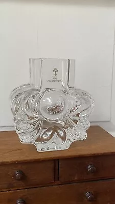 Buy Vintage Antique Swedish Crystal Glass Skruf Vase Midcentury 60s • 45£