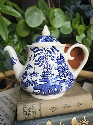 Buy Vintage English Ironstone Tableware “ Old Willow “ Blue & White Tea Pot  • 22.99£