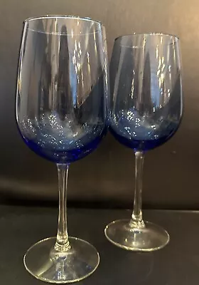 Buy Pair Of Cobalt Blue With Clear Stem Wine Glasses  • 19.97£