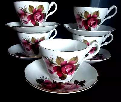 Buy Harleigh English Bone China 6 Trios Cups Saucers Plates Collection Roses Pattern • 29£