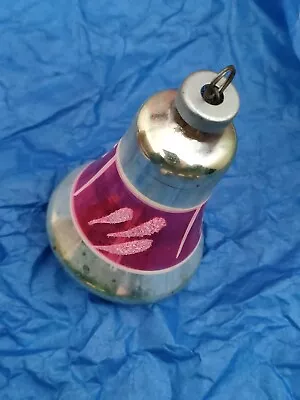 Buy Vintage Mercury Glass Silver And Pink Bell With Internal Clanger  • 10£