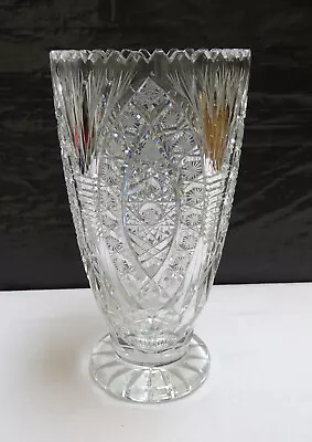 Buy Beautiful Large And Solid Cut Glass Footed Vase (approx 25cm/10  High) • 15£