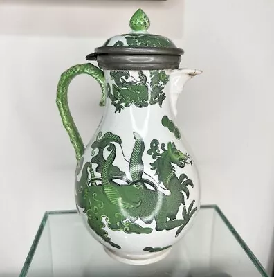 Buy Rare Antique Mason's Ironstone 'Green Dragon' Pattern Jug, Pewter Mounted Lid • 60£