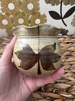 Buy Studio Pottery Bud Vase Stoneware Welsh Pottery Bud Vase Ruffled Edge Pottery • 8£