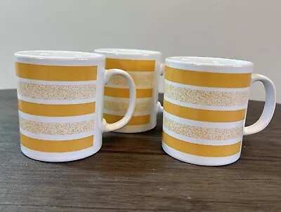 Buy Vintage Staffordshire Tableware Pottery 1970s Retro Yellow Striped Mug X 3 • 17.99£