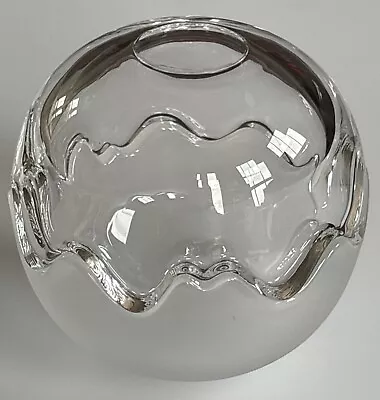Buy Michael Bang Holmegaard Danish Art Glass Mixed Double Dish Bowl Clear & Frosted • 20£