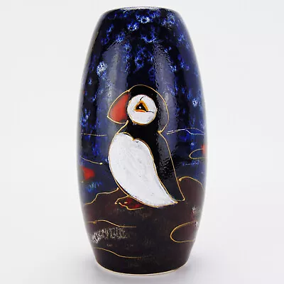 Buy Anita Harris Vase Hand Painted Puffin Design - English Studio Pottery 18cm • 79.99£