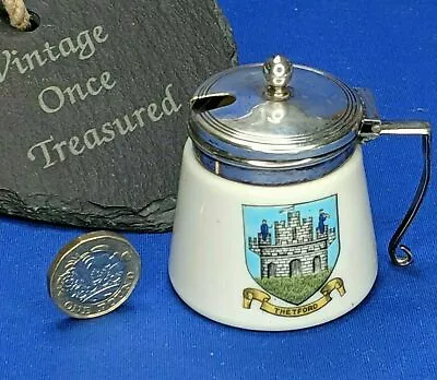 Buy Carlton China CRESTED WARE * Silver Plated Lidded Mustard Pot * THETFORD Crest • 8£