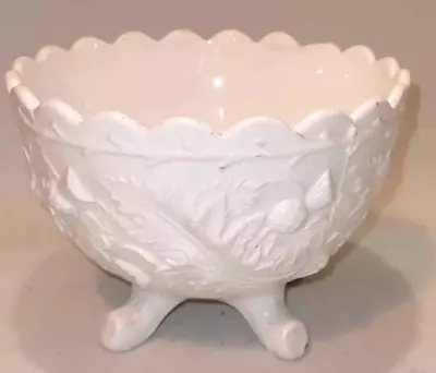 Buy Victorian Milk Glass Footed Bowl Comport Thistle And Shamrock Pattern • 17.99£