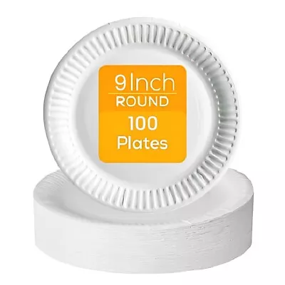 Buy Paper Plates White Disposable Dishes For Catering Party Buffet 9 Inch • 29.99£