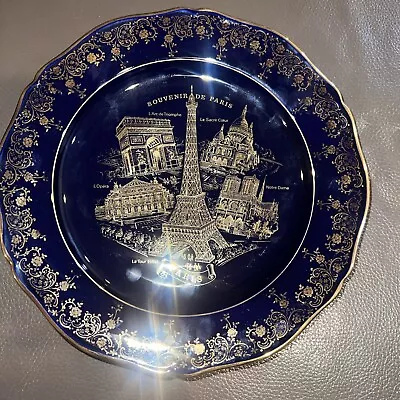Buy Florance Limoges Paris Souvenir Plate- Cobalt Blue And Gold • 32.62£