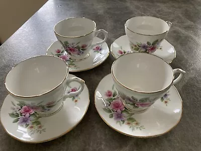 Buy Pretty Duchess Bone China Cups And Saucers X 4 • 9£